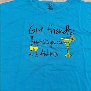 Witty Girls Blue Graphic Sleep Shirt “Girlfriends Drink With” One Size